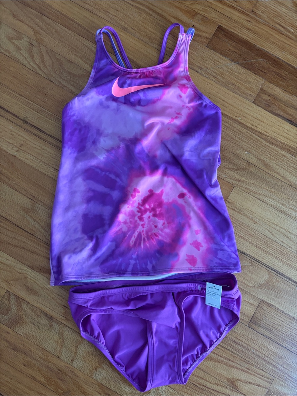 Nike Girls Purple & Pink Tie-Dye Swim Tankini
